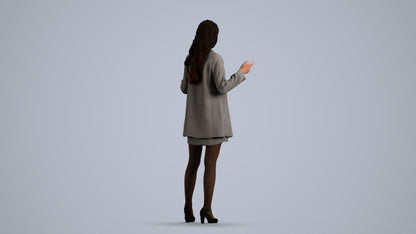 realistic 3D woman business, scanned archviz people for Blender and 3ds Max, front view render