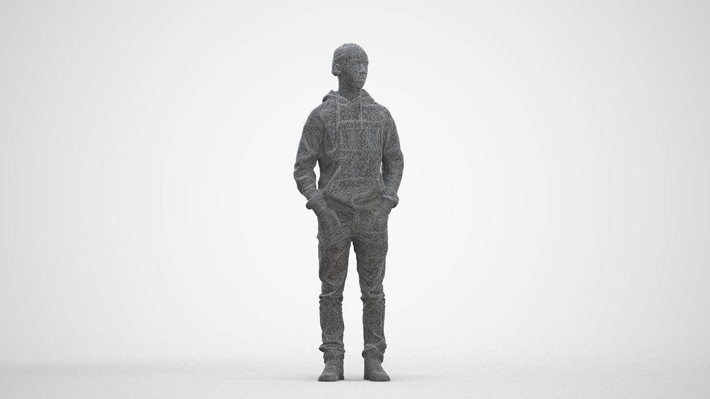 realistic 3D boy casual kids, scanned archviz people for Blender and 3ds Max, three-quarter front view render