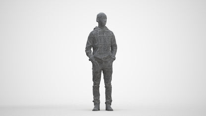 realistic 3D boy casual kids, scanned archviz people for Blender and 3ds Max, three-quarter front view render