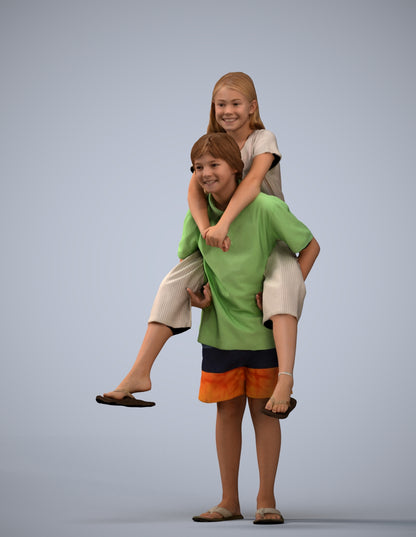 photogrammetry 3D girl kids, realistic human model archviz FBX