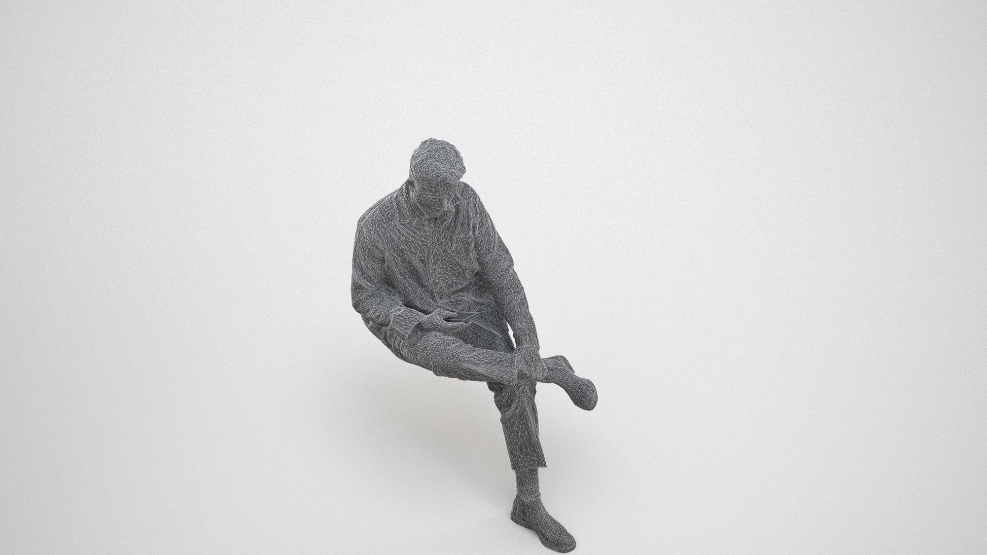photogrammetry 3D man casual mix, realistic human model archviz FBX, wireframe side view