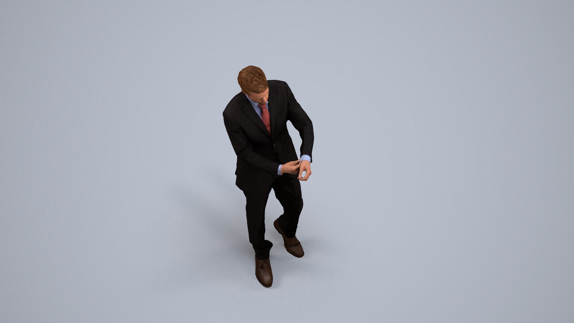 realistic 3D human man business, archviz people FBX OBJ for Blender, back view render