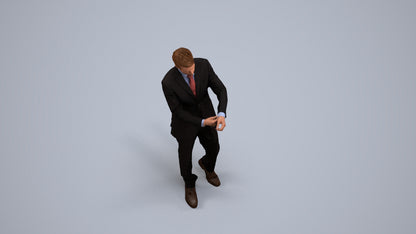 realistic 3D human man business, archviz people FBX OBJ for Blender, back view render