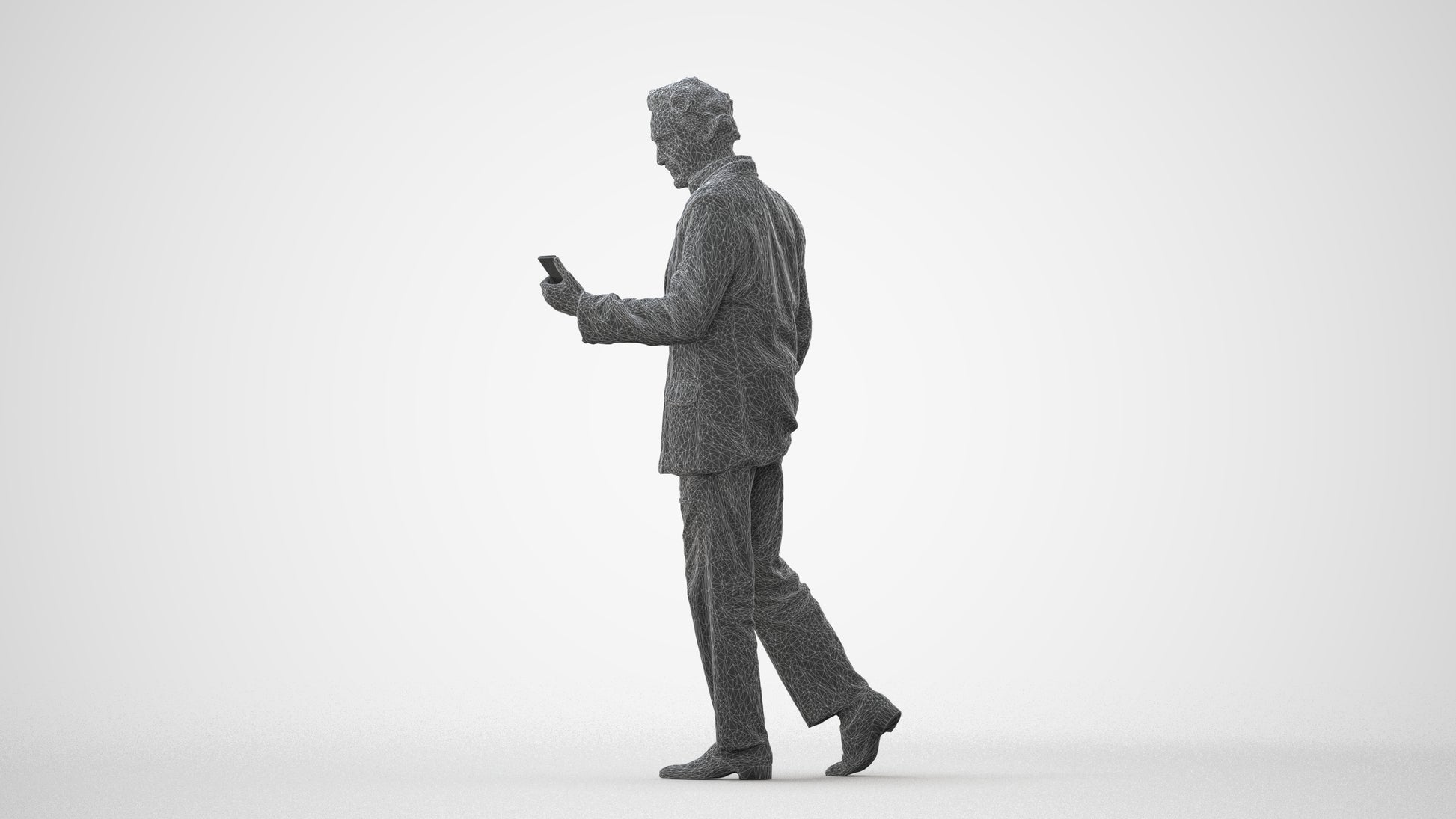 realistic 3D human man business walking, archviz people FBX OBJ for Blender, square thumbnail
