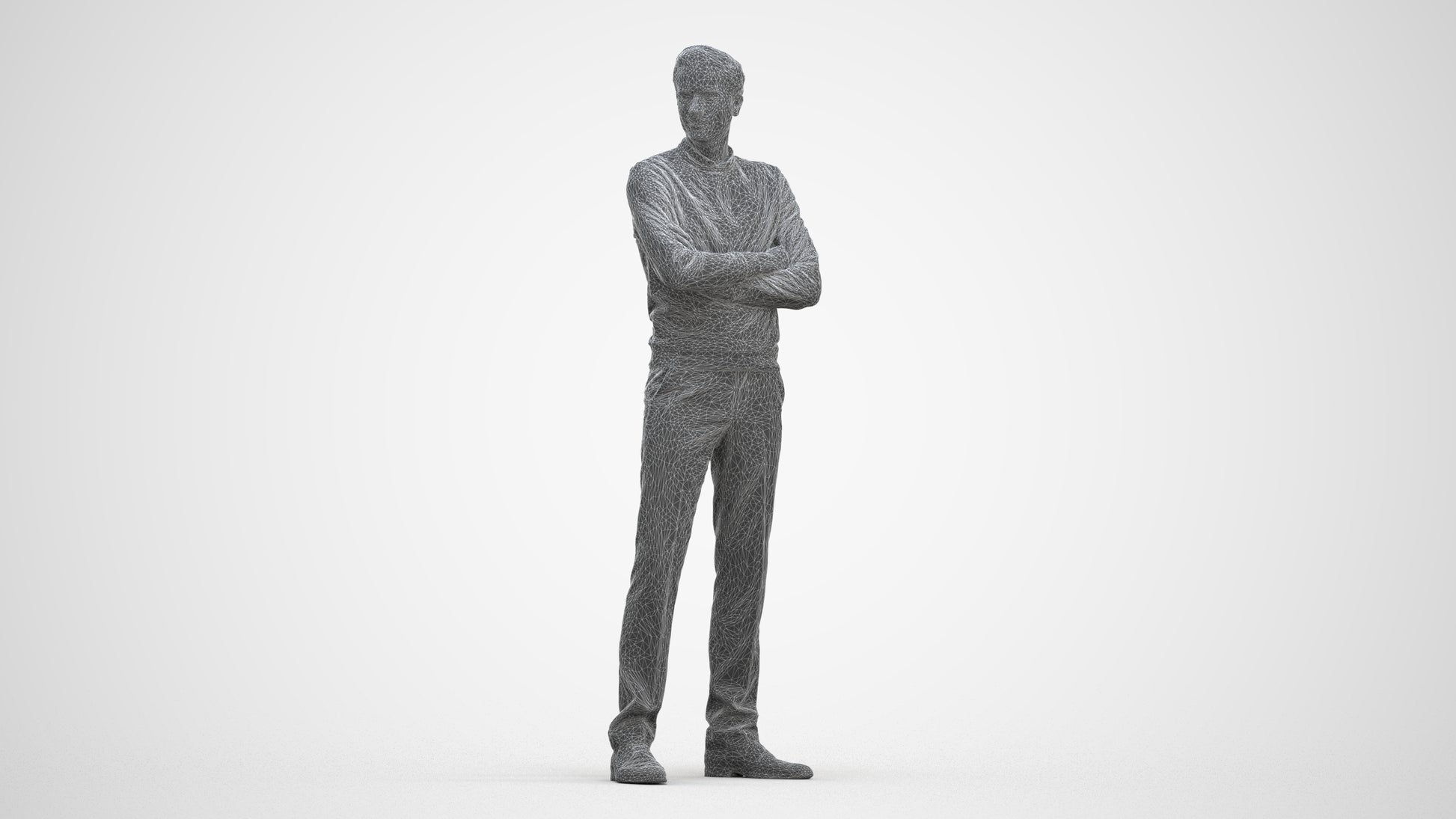 photogrammetry 3D man casual standing, realistic human model archviz FBX, three-quarter front view render