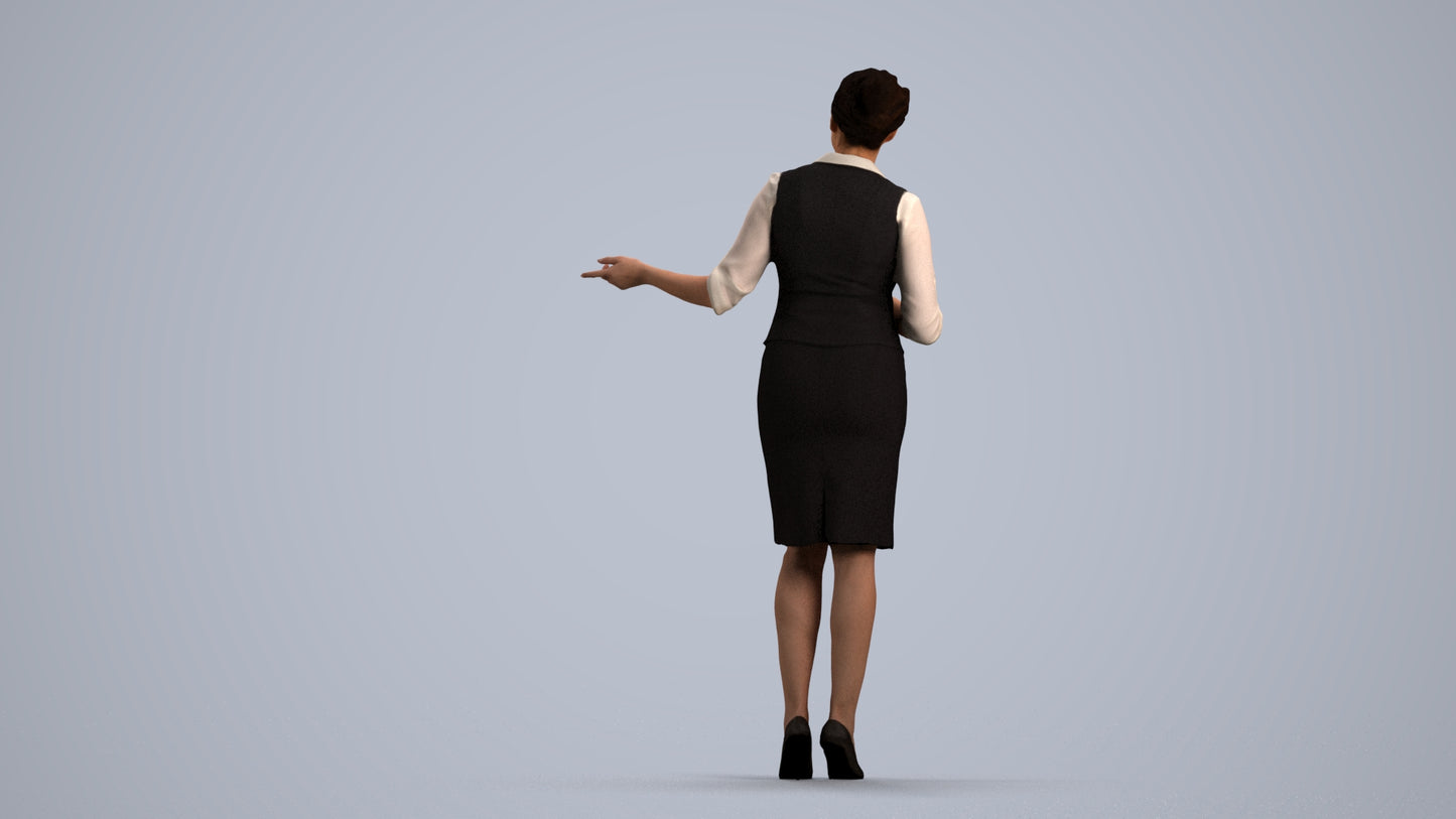 3D people model woman mix, scanned human for 3ds Max rendering, front view render