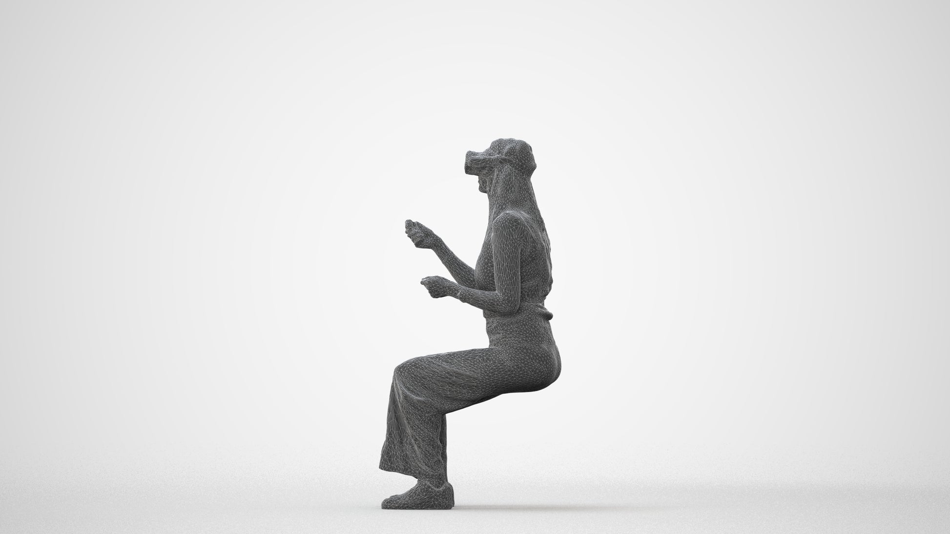 photogrammetry 3D woman casual sitting, realistic human model archviz FBX, square thumbnail