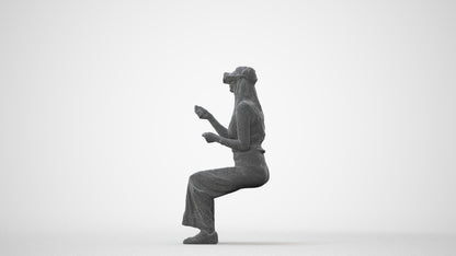 photogrammetry 3D woman casual sitting, realistic human model archviz FBX, square thumbnail