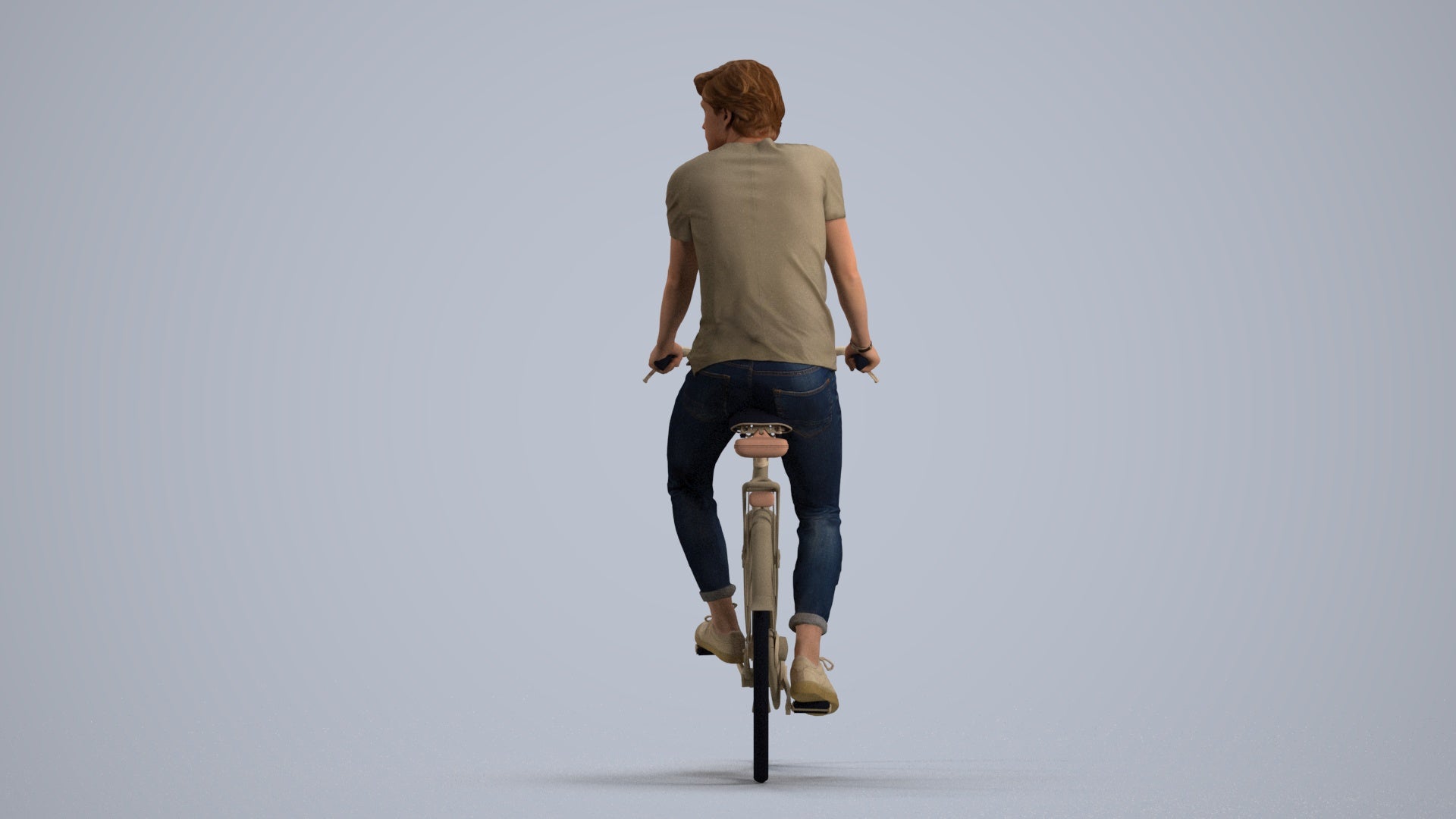 realistic 3D man casual cycling, scanned archviz people for Blender and 3ds Max, front view render