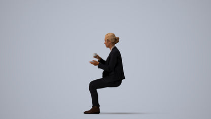 scanned 3D woman business, photogrammetry people for Enscape and V-Ray, three-quarter view render