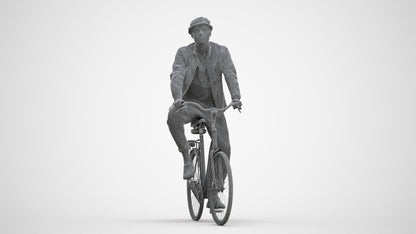 3D scanned man cycling casual, photorealistic archviz people for Enscape and SketchUp, three-quarter front view render