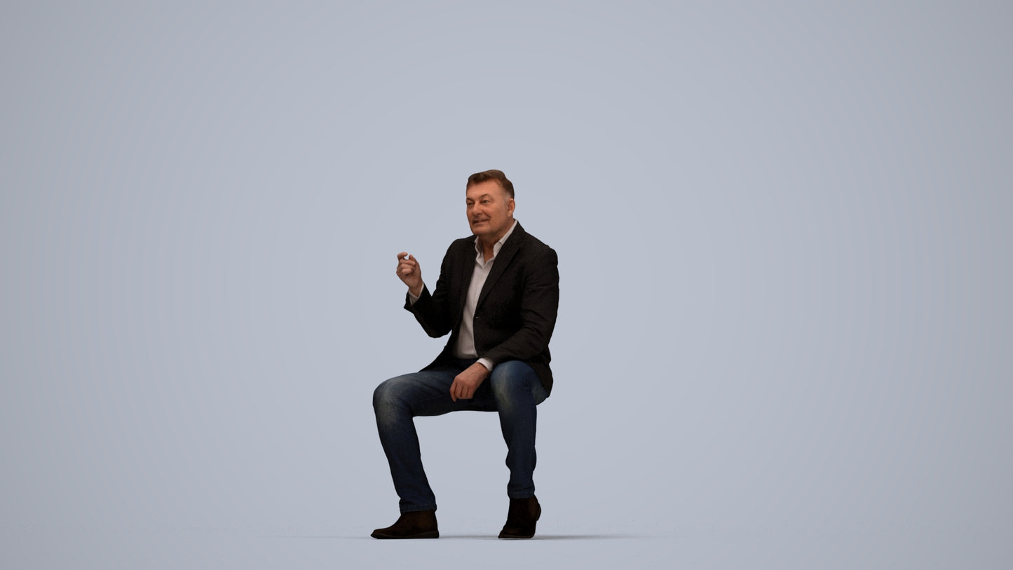 3D scanned man business, photorealistic archviz people for Enscape and SketchUp, top-down view render
