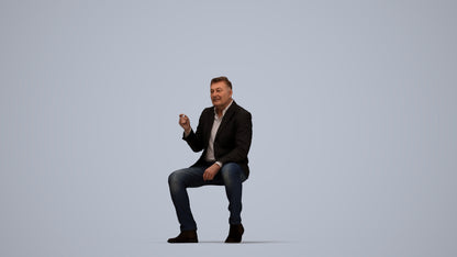 3D scanned man business, photorealistic archviz people for Enscape and SketchUp, top-down view render