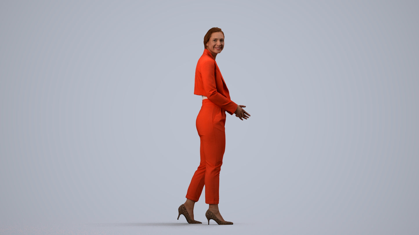 3D people model woman business, scanned human for 3ds Max rendering, side view render