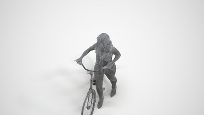 realistic 3D human woman casual cycling, archviz people FBX OBJ for Blender, wireframe three-quarter view