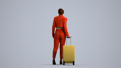 3D human model woman business, photogrammetry scanned person for archviz, front view render