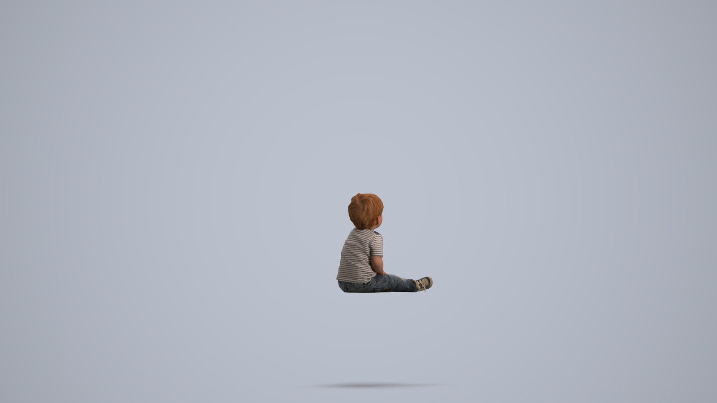 photogrammetry 3D boy casual kids, realistic human model archviz FBX, front view render