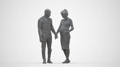 scanned 3D woman casual couple, photogrammetry people for Enscape and V-Ray, wireframe back view