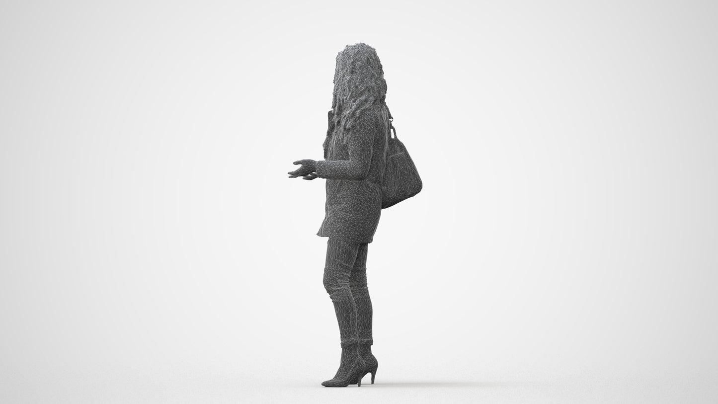 3D scanned woman standing casual, photorealistic archviz people for Enscape and SketchUp, square thumbnail