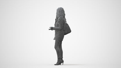 3D scanned woman standing casual, photorealistic archviz people for Enscape and SketchUp, square thumbnail