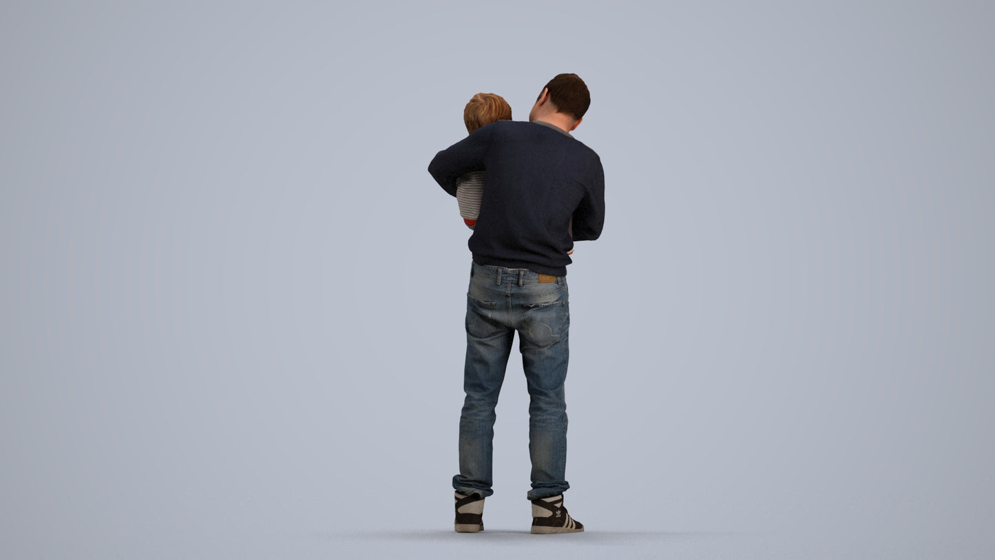 photogrammetry 3D boy casual kids, realistic human model archviz FBX, front view render