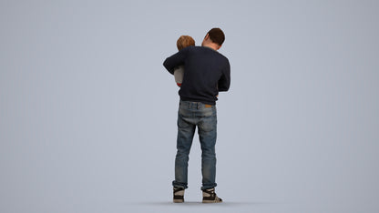photogrammetry 3D boy casual kids, realistic human model archviz FBX, front view render