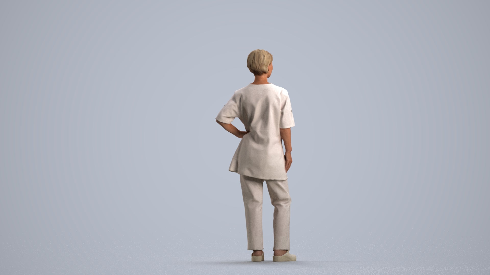 scanned 3D senior woman medical, photogrammetry people for Enscape and V-Ray, front view render