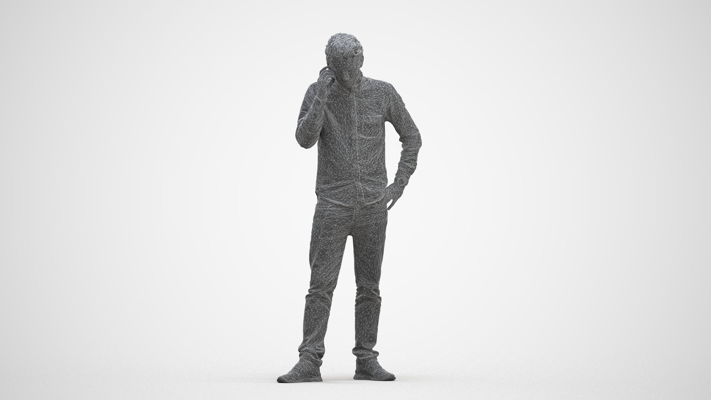 scanned 3D man casual standing, photogrammetry people for Enscape and V-Ray, three-quarter front view render