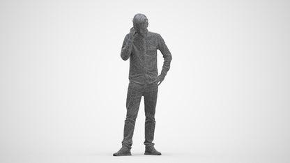 scanned 3D man casual standing, photogrammetry people for Enscape and V-Ray, three-quarter front view render