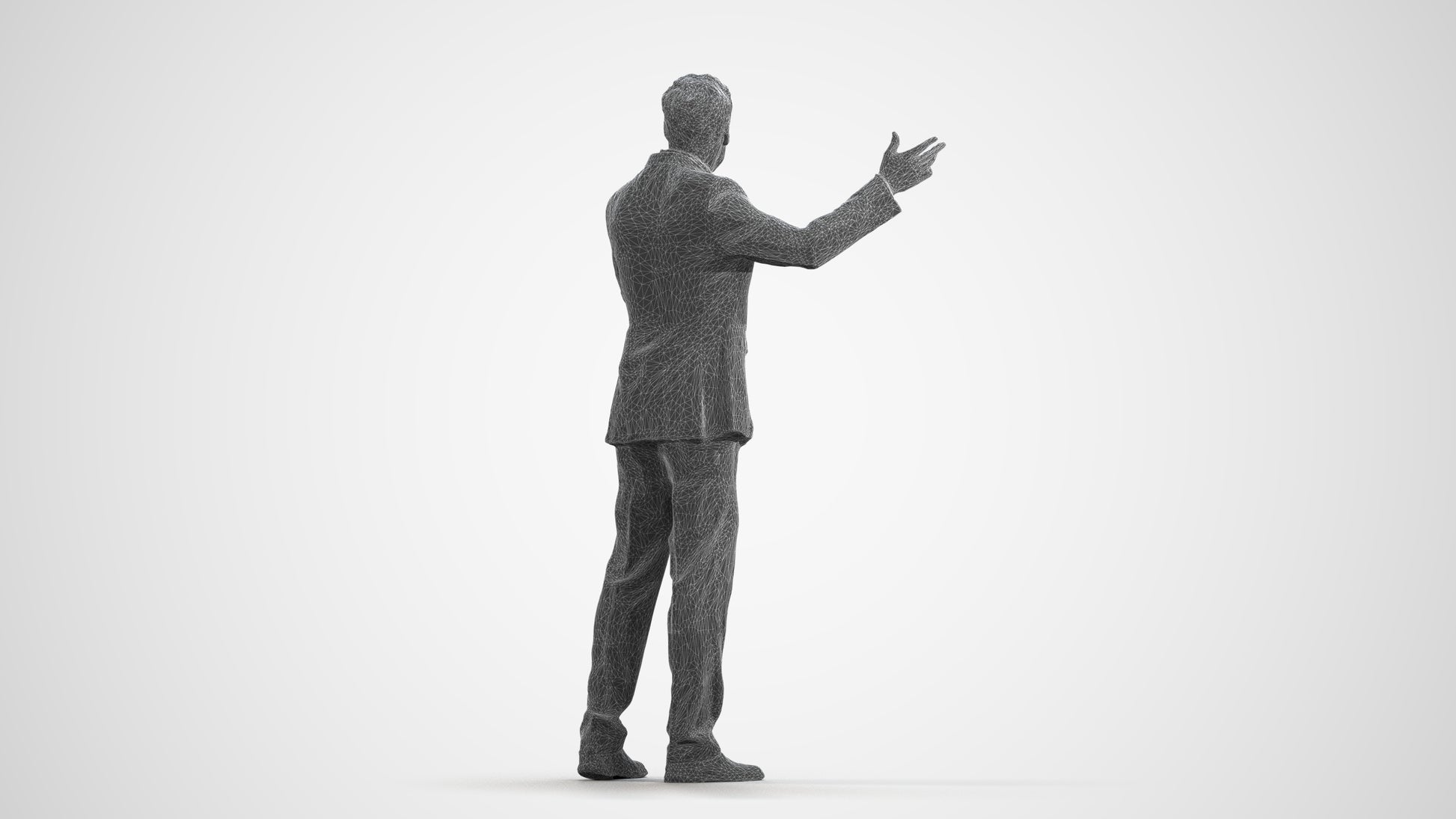 realistic 3D people man business, render-ready for V-Ray and Corona, FBX OBJ, wireframe front view