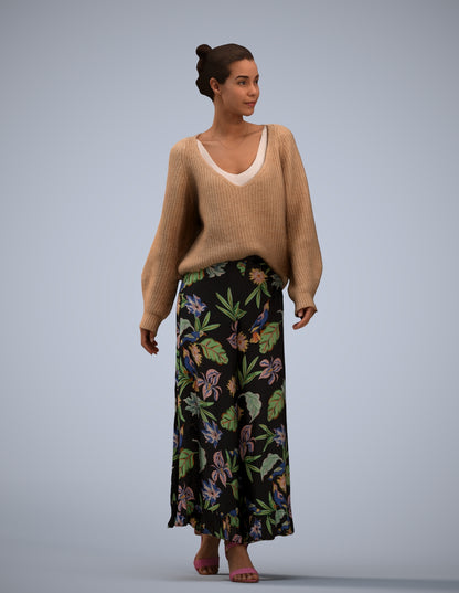 realistic 3D people woman casual walking, render-ready for V-Ray and Corona, FBX OBJ