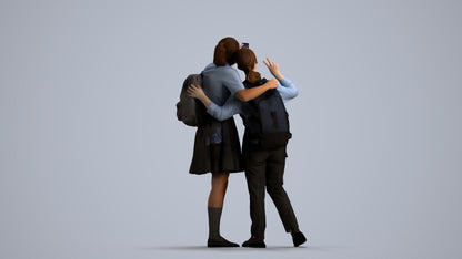 scanned 3D girl kids, photogrammetry people for Enscape and V-Ray, front view render