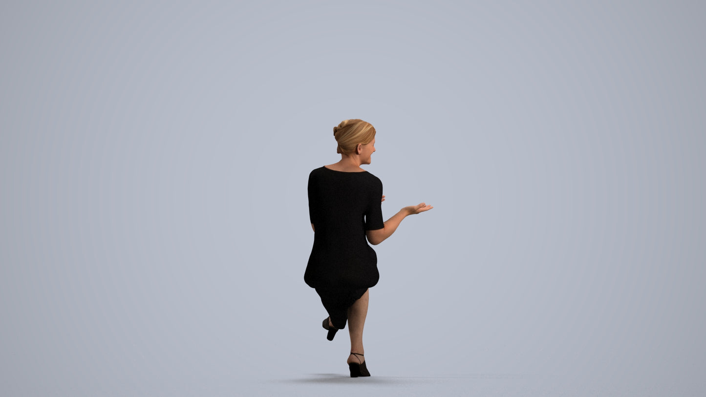 photogrammetry 3D woman business sitting, realistic human model archviz FBX, front view render