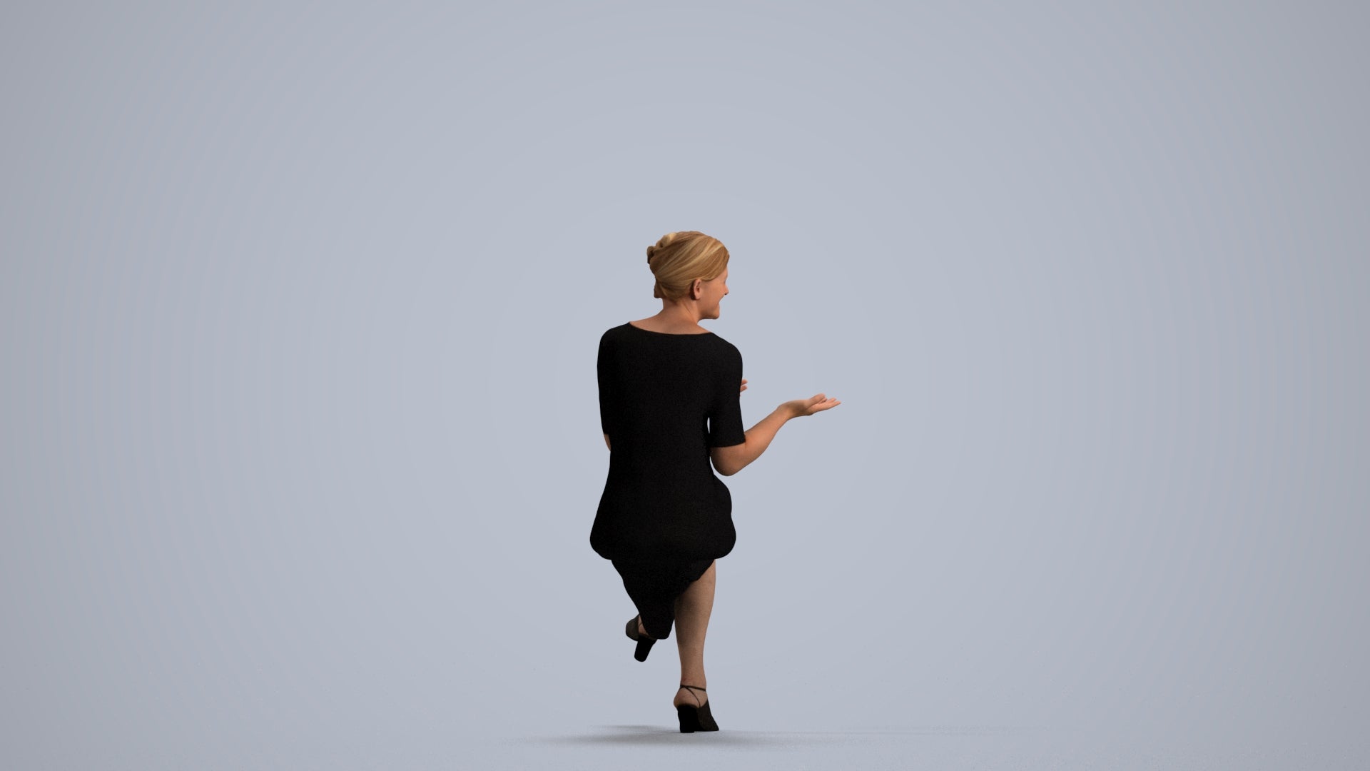 photogrammetry 3D woman business sitting, realistic human model archviz FBX, front view render