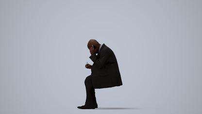 realistic 3D human man business, archviz people FBX OBJ for Blender, three-quarter view render