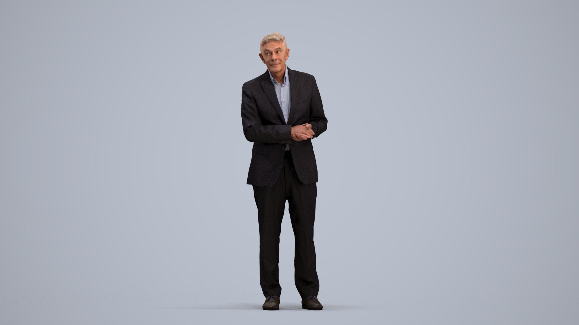 scanned 3D senior man business, photogrammetry people for Enscape and V-Ray, standing pose render
