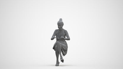 realistic 3D woman formal sitting, scanned archviz people for Blender and 3ds Max, three-quarter front view render