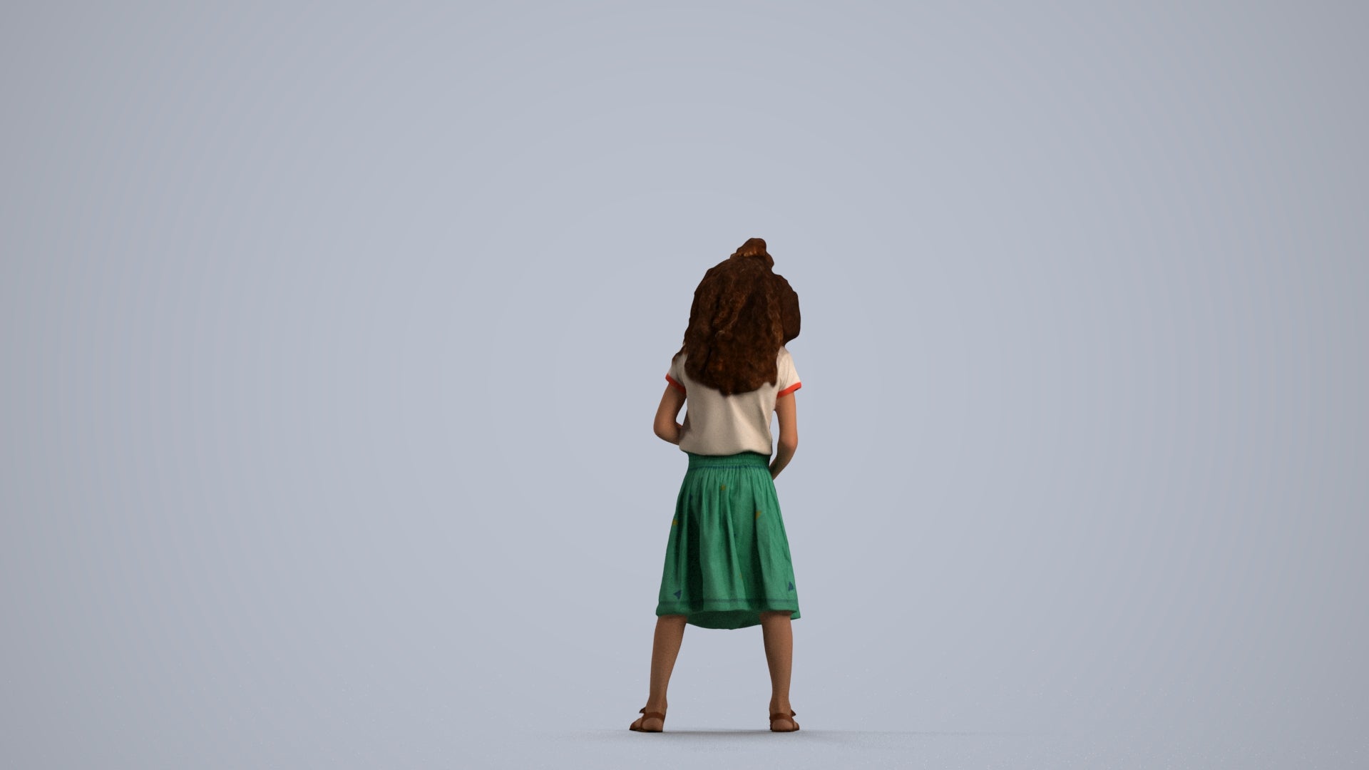 realistic 3D girl casual kids, scanned archviz people for Blender and 3ds Max, front view render