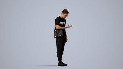 realistic 3D boy casual kids, scanned archviz people for Blender and 3ds Max, side view render