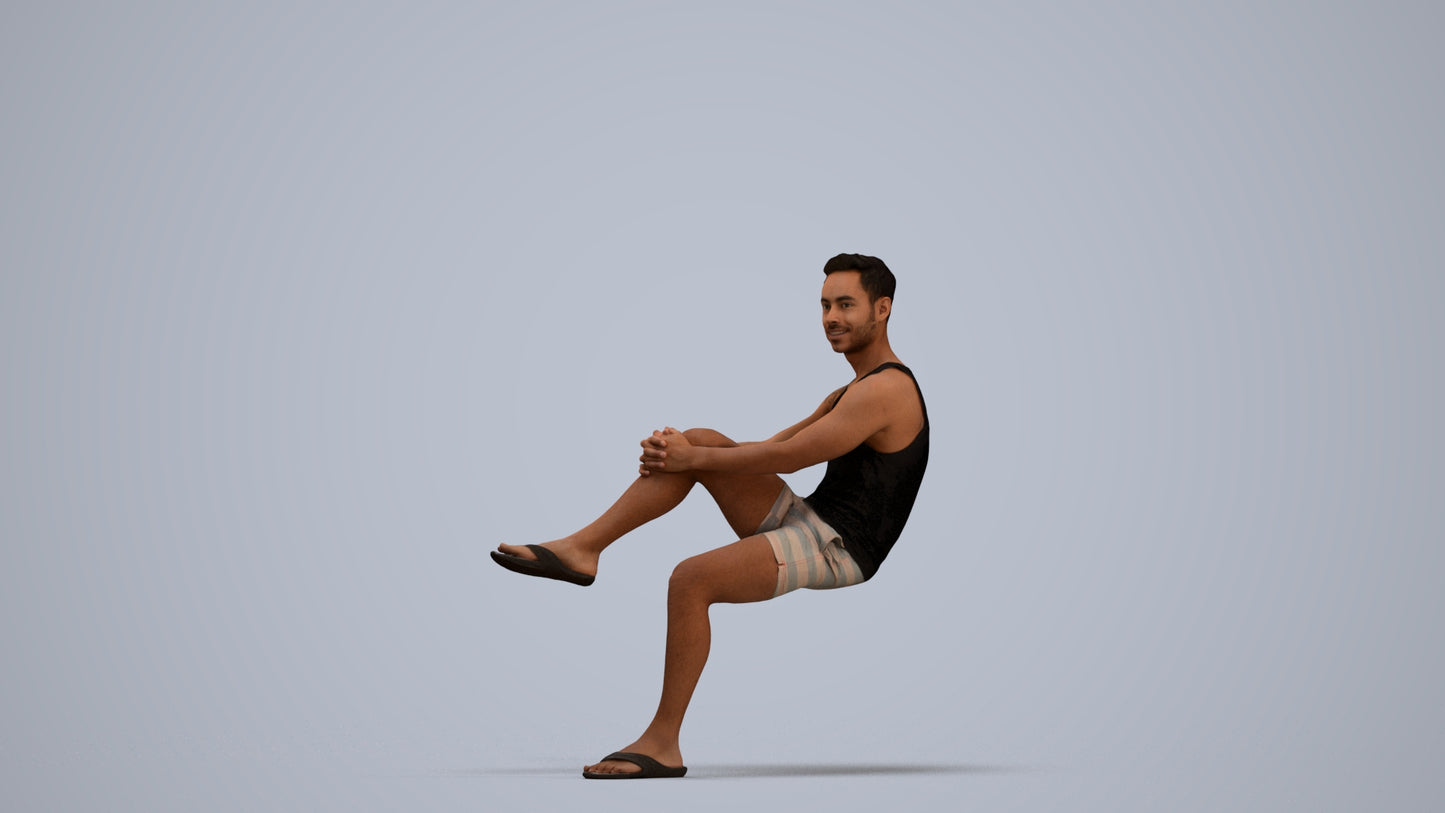 realistic 3D people man casual sitting, render-ready for V-Ray and Corona, FBX OBJ, standing pose render