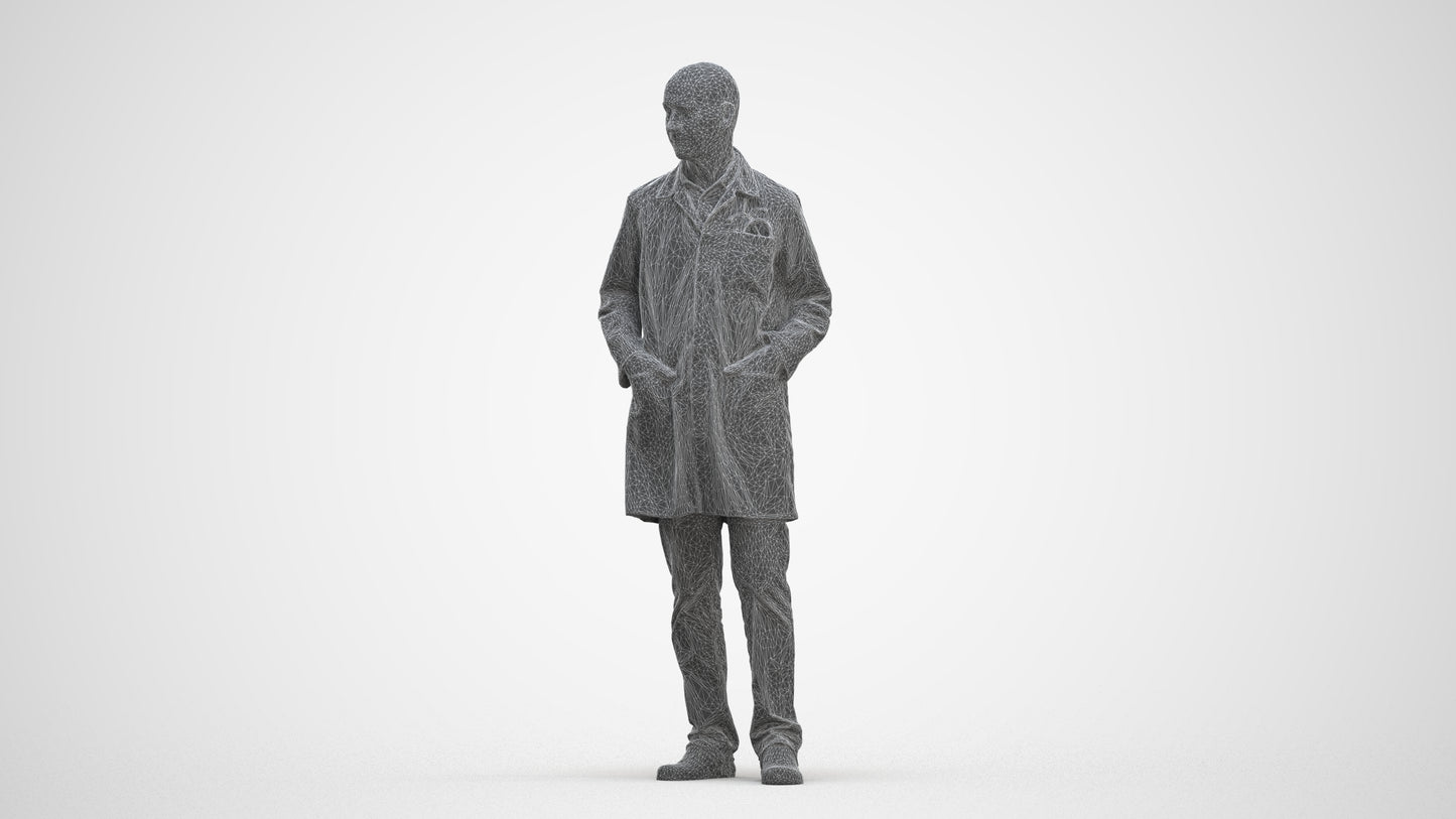 scanned 3D senior man medical, photogrammetry people for Enscape and V-Ray, three-quarter front view render