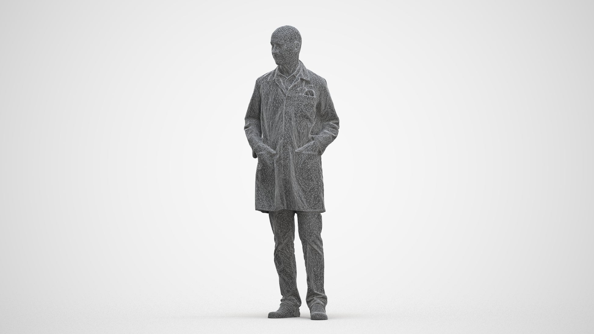 scanned 3D senior man medical, photogrammetry people for Enscape and V-Ray, three-quarter front view render