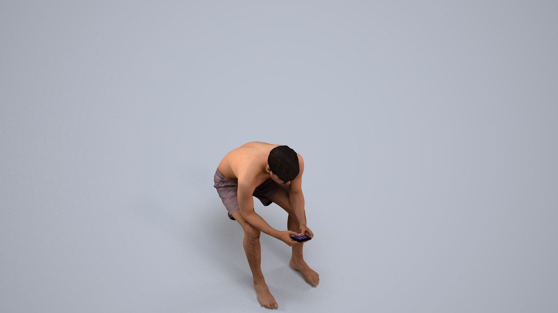 scanned 3D man pool, photogrammetry people for Enscape and V-Ray, back view render