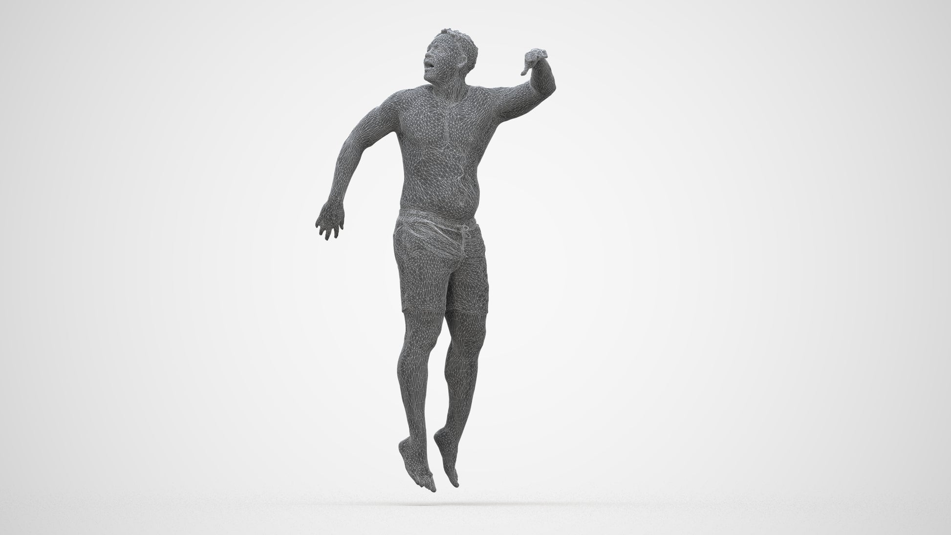 realistic 3D people man sport pool, render-ready for V-Ray and Corona, FBX OBJ, wireframe back view