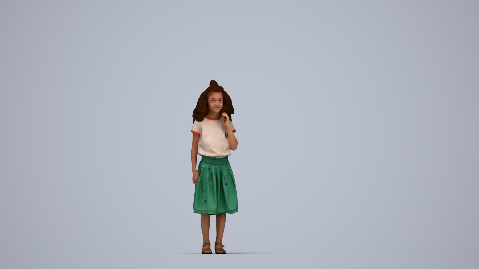 realistic 3D people girl casual kids, render-ready for V-Ray and Corona, FBX OBJ, top-down view render