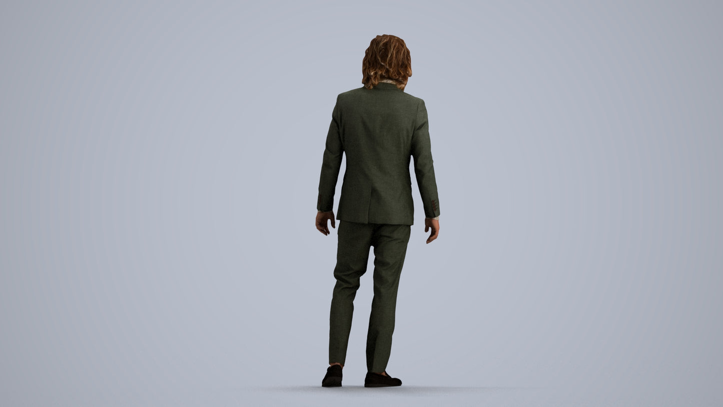 scanned 3D man business, photogrammetry people for Enscape and V-Ray, front view render