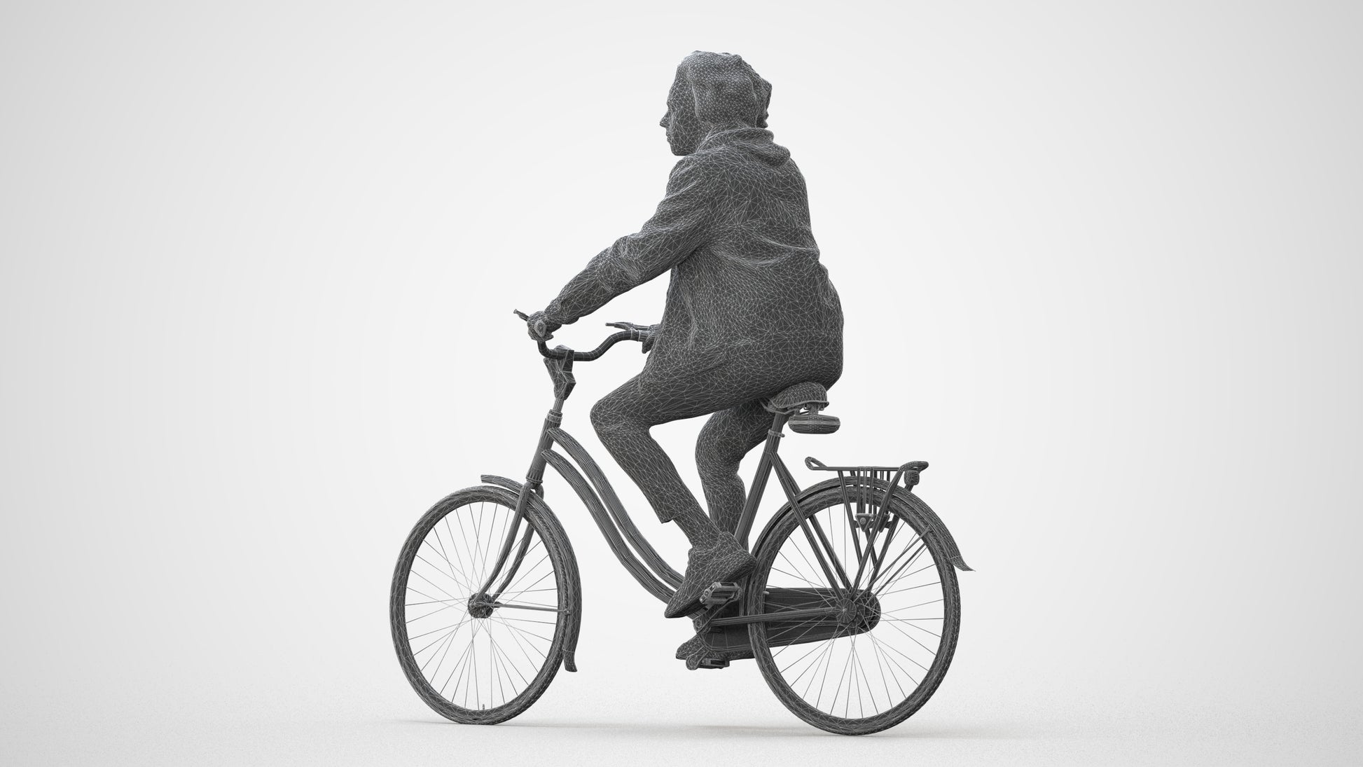 realistic 3D man casual cycling, scanned archviz people for Blender and 3ds Max, square thumbnail