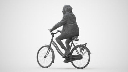 realistic 3D man casual cycling, scanned archviz people for Blender and 3ds Max, square thumbnail