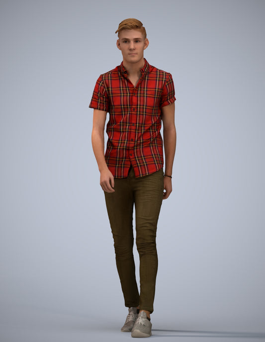 realistic 3D man casual walking, scanned archviz people for Blender and 3ds Max