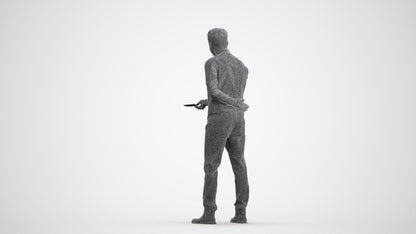 3D people model man hospitality, scanned human for 3ds Max rendering, wireframe front view